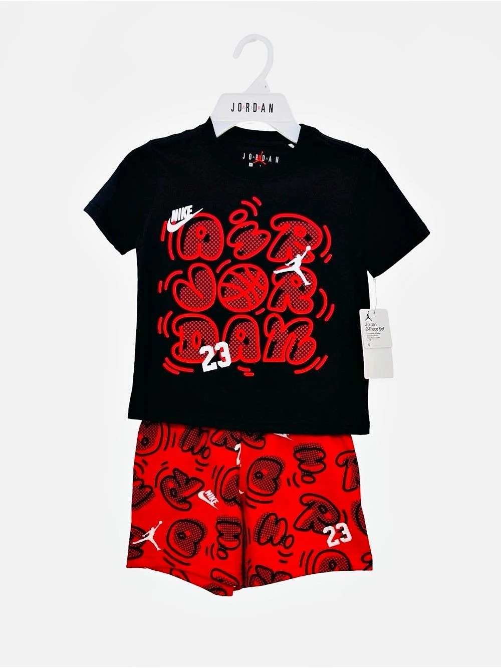 New Nike Air Jordan boys 2-Piece Set Black & Red NWT outfit size 4